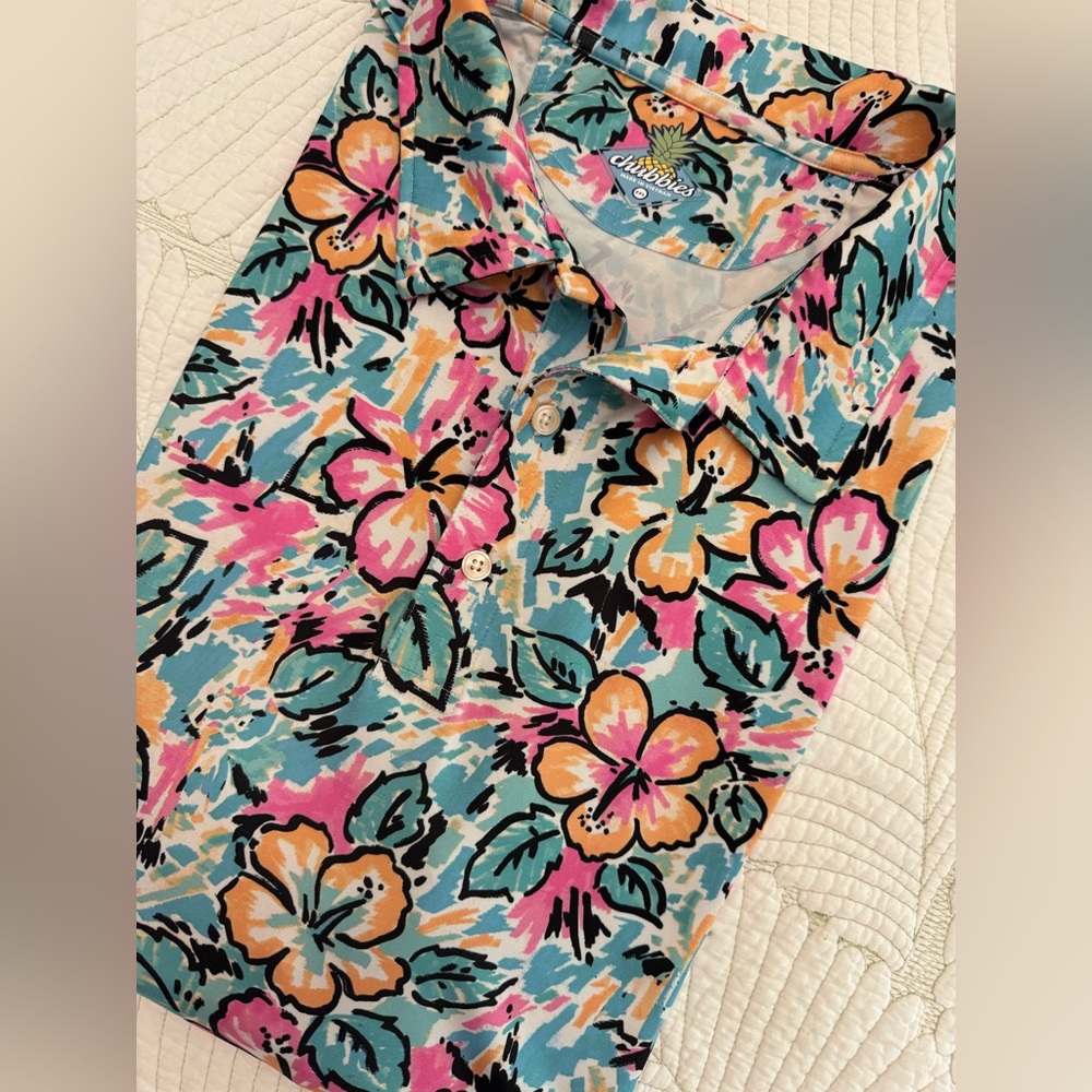 Chubbies Performance Floral Polo Shirt- The Weekend Has Arrived- Men's Size XXL